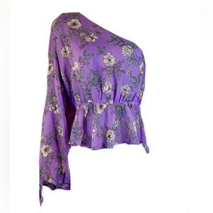 VICI Light Purple Chiffon Flower One Shoulder Top Medium NWT